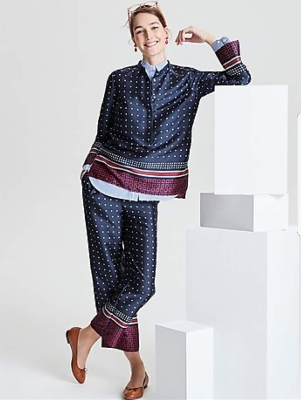 Jcrew Geometric Twill Tunic and Pant Set